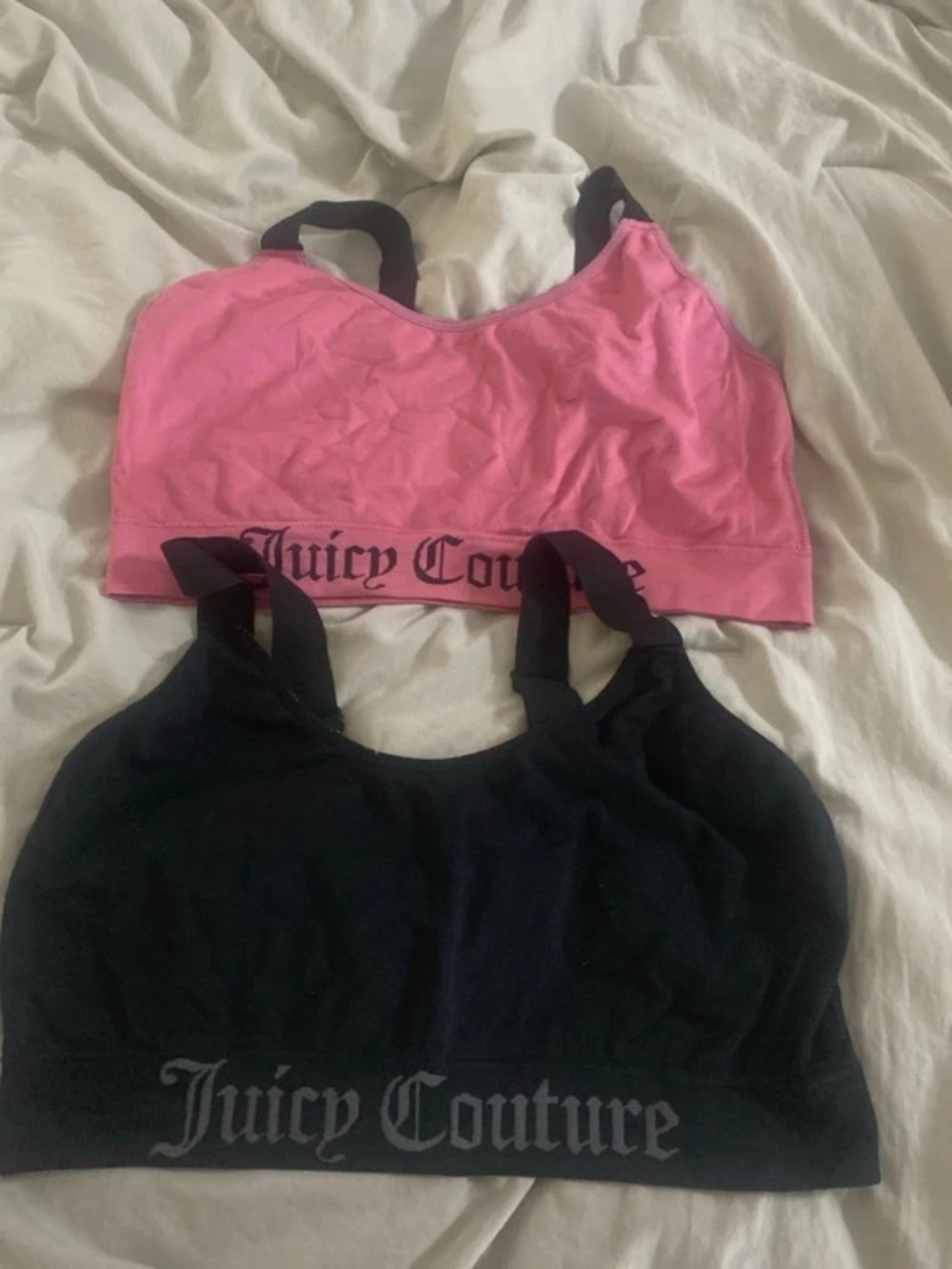 Juicy Couture Pink and Black Logo Bralette Set